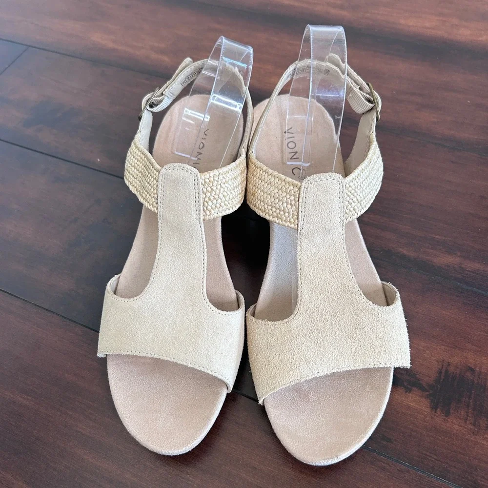 NWOB Vionic‎ Kaytie Women's Cork Wedge Sandal in Semolina size 11 Comfort Casual